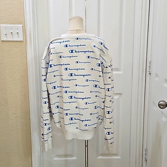 Champion Powerblend AOP Script Crewneck Sweatshirt Size Large - Picture 3 of 7